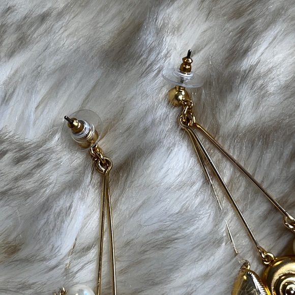 J. Crew Gold and Pearl Seashell Drop Earrings - Picture 4 of 4